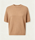 Pull tricot à manches courtes, col rond, coupe décontractée